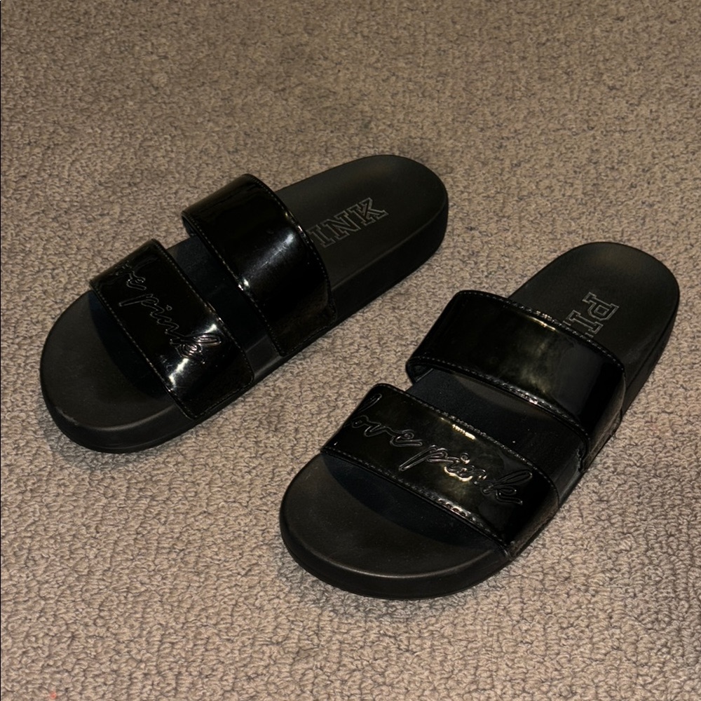 PINK Victoria's Secret Black Slippers